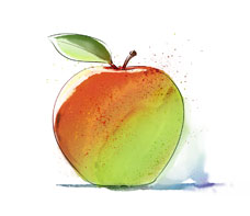 Apfel im Aquarell-Look